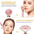 3In1 Vibrating Facial Roller Rose Quartz Electric Jade Roller 3D Face Lift Kit Anti-Aging Beauty Bar Skin Care Tool For Face Eye