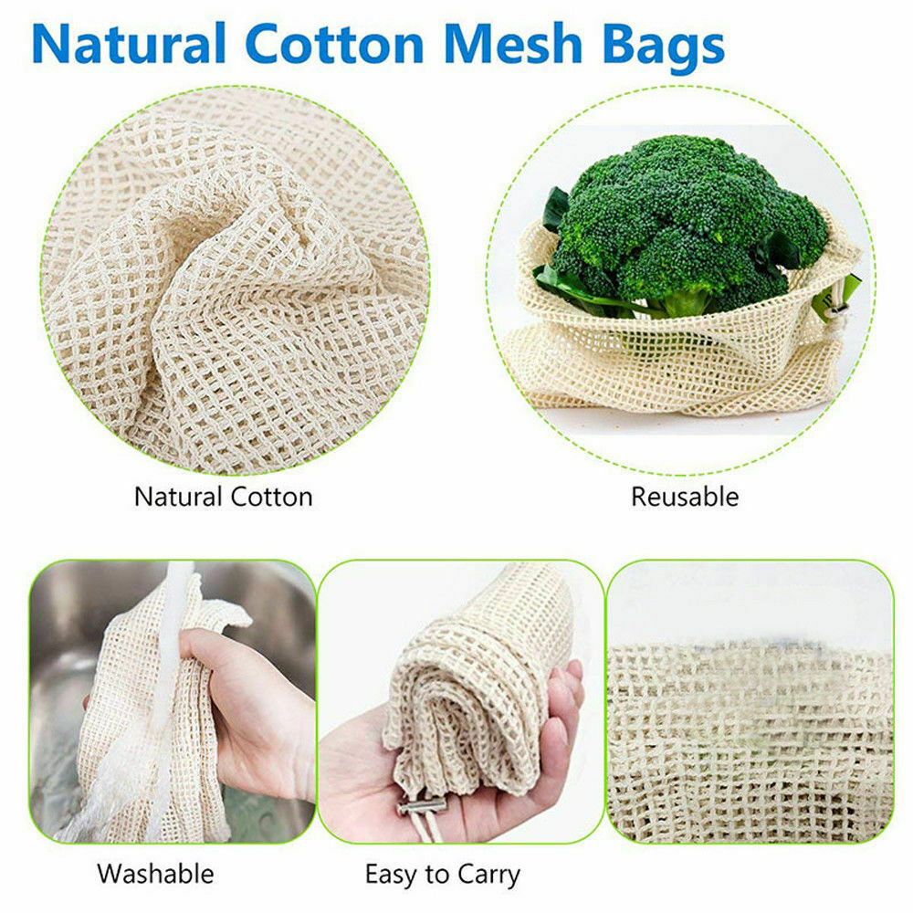 2019 Newest Hot Mesh Drawstring Washable Vegetable Fruit Bulk Grocery Bag Storage Mesh Pouch Reusable Shopping Bags