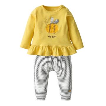 2Pcs Newborn Baby Girl Clothes Outfits Set Cotton Long sleeve Bee Pattern Tops+Casual Stripe Pants Infant Clothing Suit