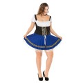 Sexy Blue German Oktoberfest Beer Girl Costume Bavarian Traditional Party Ladies Wench Beer Maid Dirndl Dress