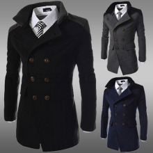 2020autumn and Winter New Double-breasted Men's Windbreaker Jacket Men's Lapel Warm Double-sided Woolen Mid-length Handsome Coat