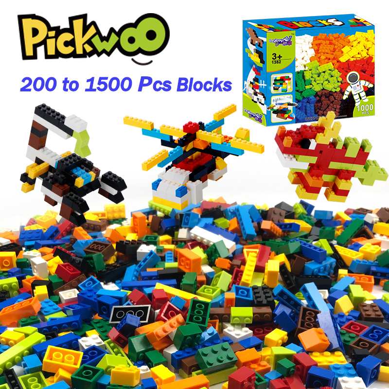 Pickwoo D4 200 to 1500 Pcs Building Blocks Boy and Girl Color Small Size City Diy Creative Bricks Bulk Model Figures Kids Toys