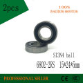 Free shippng 2PCS 6802 2RS Si3N4 hybrid Ceramic Ball Bearing Rubber Sealed 61802 Bike Parts 15x24x5mm 6802 rs