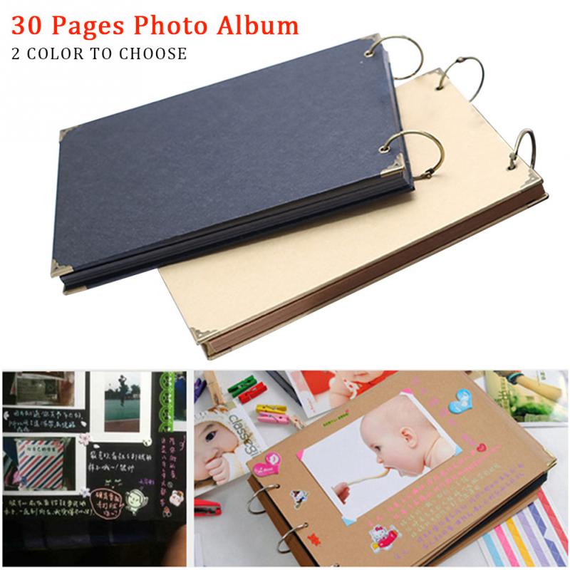 30 Pages Memory Book Photo Album DIY Scrapbook Loose Leaf Retro Craft Handmade Blank Cover Signature Wedding Paper Birthday Gift