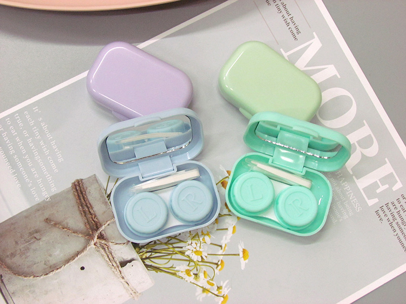 Cute Mini Women Contact Lens Case With Mirror Women Colored Contact Lenses Box Eyes Contact Lens Container Eyewear Accessories