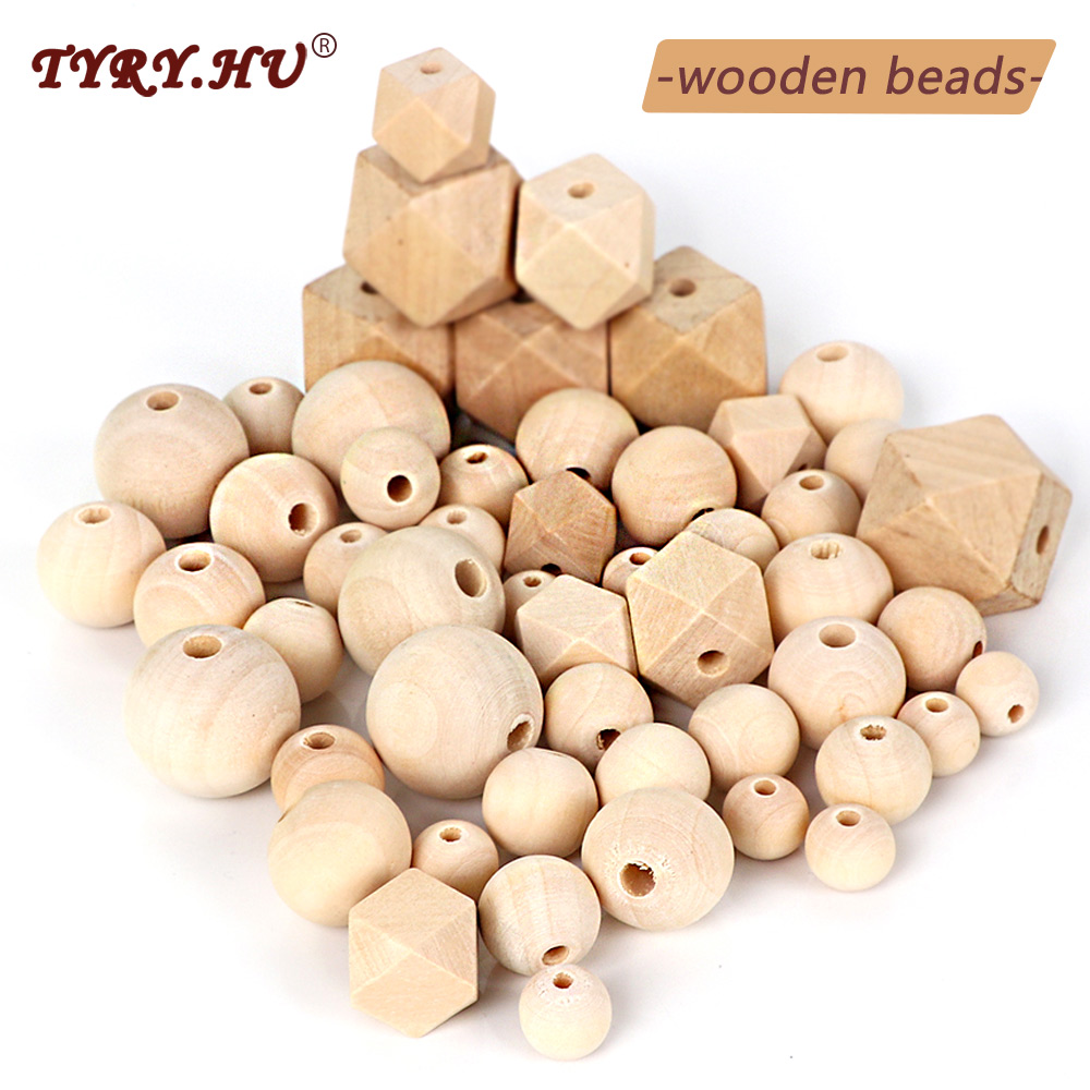 TYRY.HU Wooden Beads Beech Teether Beads Making Bracelet Pacifier Chain Accessories For Children Wood Tiny Rod Baby Teether toys