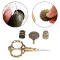 LMDZ 4pcs Portable Safety Sewing Scissors Thread Cutter Metal Brass Sewing Thimble Vintage Scissors Patchwork Tool DIY