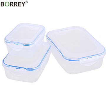 BORREY 3PCS Plastic Food Storage Box Set Fridge Freezer Food Storage Boxes Fresh Vacuum Box Heat Resistant Kitchen Containers