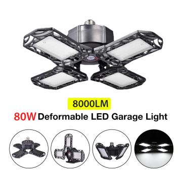 Super Bright Led Garage Light 80w Deform Industrial Lamp E27 Waterproof High Bay Light Warehouse Workshop Ceiling Light 85-265v