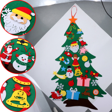 New 1Set Felt Christmas Tree Xmas Decoration Artificial Tree Door Wall Hanging Kids Combination Puzzle Toy New Year DIY Crafts