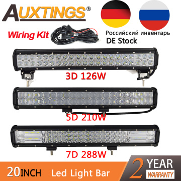 Auxtings 20 inch 20'' 126W 5D 210W Tri rows 7D 288W LED light bar IP67 waterproof high power offroad 4x4 car led work light