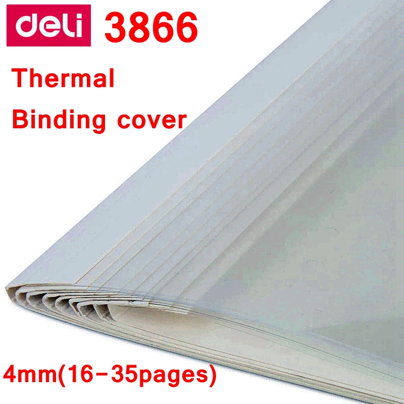 10PCS/LOT Deli 3866 thermal binding cover A4 Glue binding cover 4mm (26-35 pages) thermal binding machine cover