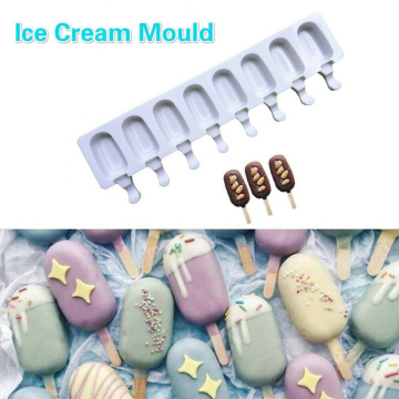 Silicone Ice Cream Mold DIY Homemade Popsicle Barrel Molds Food Grade Ice Cream Maker 8 Cells Big Size Ice Cube Tray Maker Mould