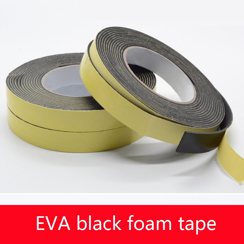Strong adhesion EVA black sponge foam rubber tape anti-collision seal strip 1, 2, 3mm thick