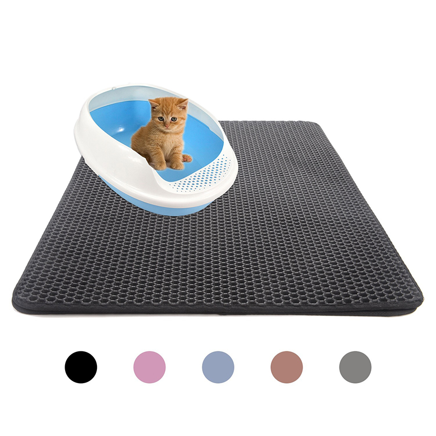 Cat Litter Mat EVA Double Layer Waterproof Bottom Folding Cat Trapper Mat Pad Nonslip Protect Floor Breathable Cat Mat