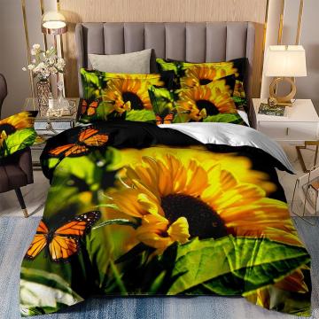 Sunflower Bedding Set 3D yellow Duvet Quilt Cover Queen Sizes Single Twin Double King Size 3pcs