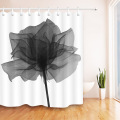 Black Transparent Flower White Shower Curtain Nature Waterproof Bathroom Fabric For Art Bathtub Decor