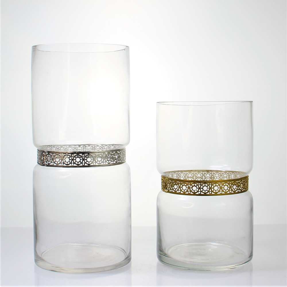 Cylinder Vase With Gold Metal Belt