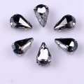 Narrow Teardrop Shape Glass Rhinestones With Claw Sew On Crystal Stone Strass Diamond Metal Base Buckle 20 pcs/pack