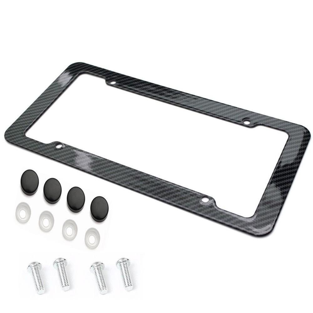 Universal 2pcs License Plate Frame Carbon Fiber Plastic License Plate Frame Bracket with Standard Screw Kits