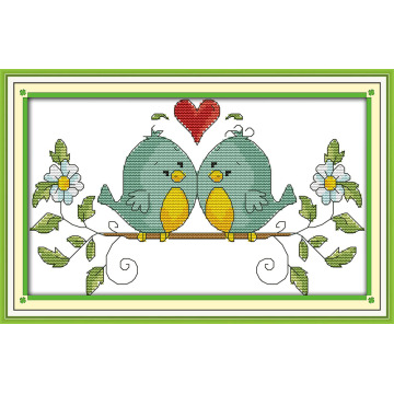 Love birds cross stitch kit simple cartoon count stamped fabric 14ct 11ct hand embroidery DIY handmade needlework supplies free