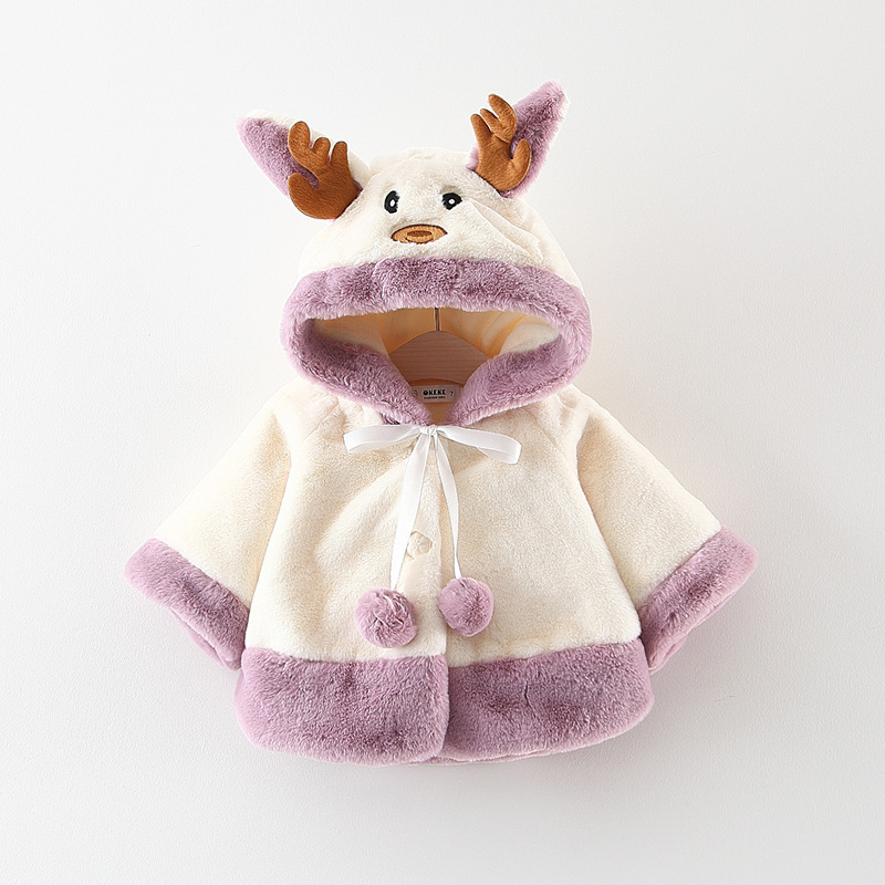 2020 New Newborn Baby Girls Fur Winter Warm Deer Christmas Coat Outerwear Cloak Jacket Kids Warm Soft Comfortable Clothes