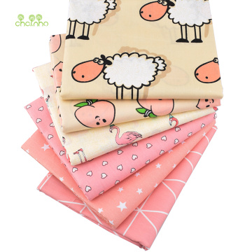 Chainho,Sheep&Peach&Flamingo Series,Print Twill Cotton Fabric,For DIY Quilting Sewing Baby&Child Sheet,Pillow Material,50x160cm