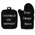 2pcs/set Galaxy Design Oven Glove Thickening High Temperature Oven Glove and Pot Handle Pad Cooking Microwave Oven Mitts