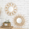 Rattan Innovative Art Homestay Decoration Makeup Mirror Dressing Bathroom Wall Hanging Mirrors Craft Photo Props