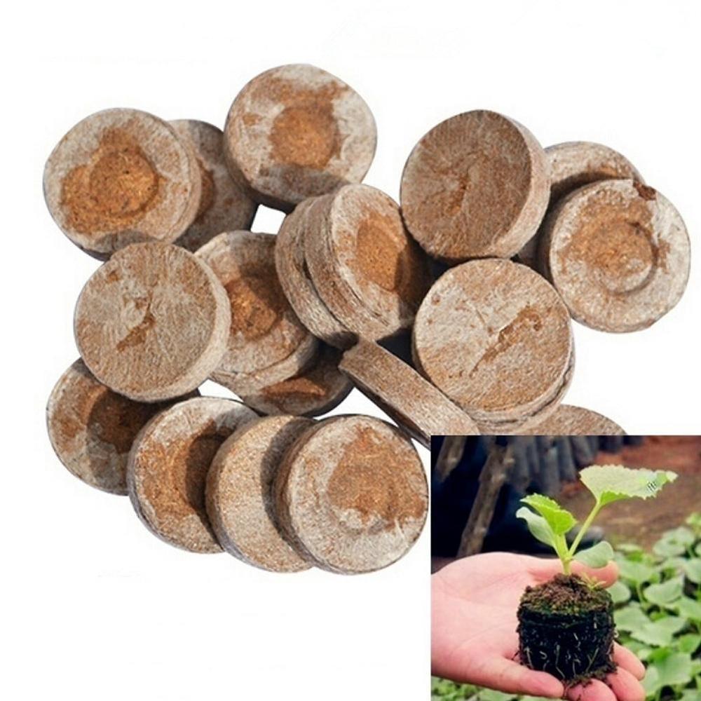 100pcs Peat Pellets Plant Seedling Soil Blocks Starting Plugs Garden Tools for Indoor Home Gardening Greenhouse 30mm