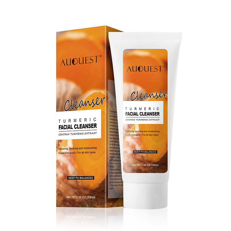 AUQUEST Facial Cleanser Turmeric Face Wash Whitening Moisturizing Oil Control Shrink Pores Foam Cleanser Face Care 100ml