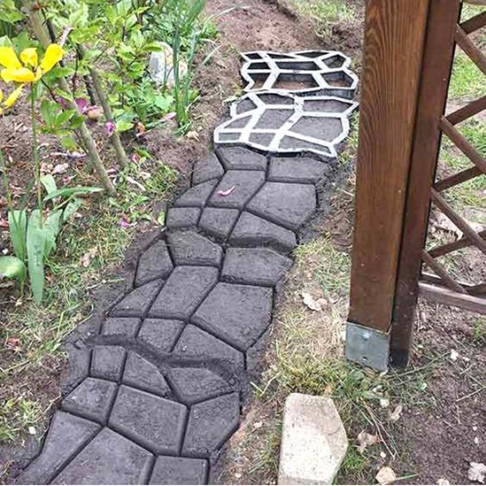 New Reusable Garden Path Maker Mold Concrete Cement Stone Design Paver Walk Mould Road Concrete Molds 35X35X3.6CM Oc15