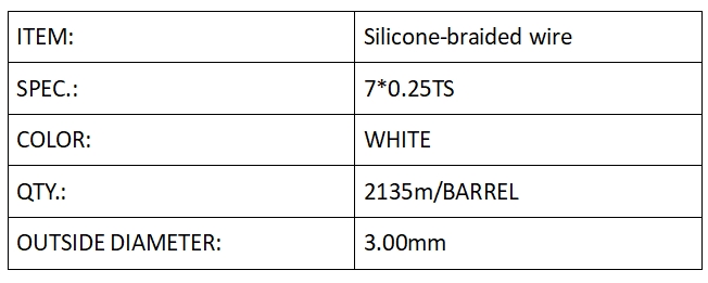Silicone-braided wire white