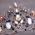 Vintage Bridal Hair Accessories Baroque Black Crystal Crown Rhinestone Big Crown Bridal Wedding Headwear and Crown Accessories