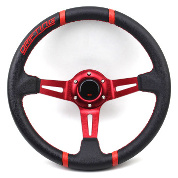 PVC Drfting Racing Steering Wheel 350mm 14inch Red Gold Blue Titanium Black Spoke Modified Sport Car Steering Wheel