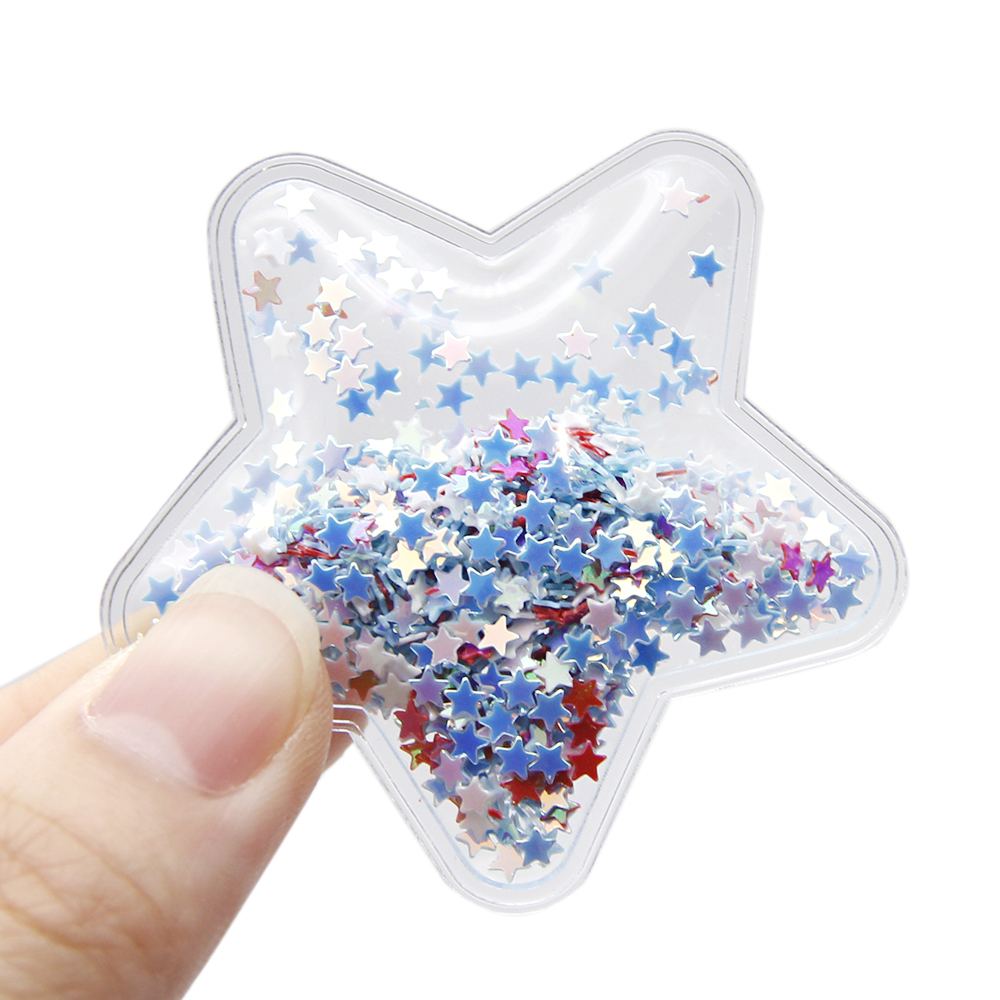 10Pc Star Shakers Transparent Plastic Resin with Sequins DIY Make Hair Clip Craft Handmade Phone Decoration,10Yc10994