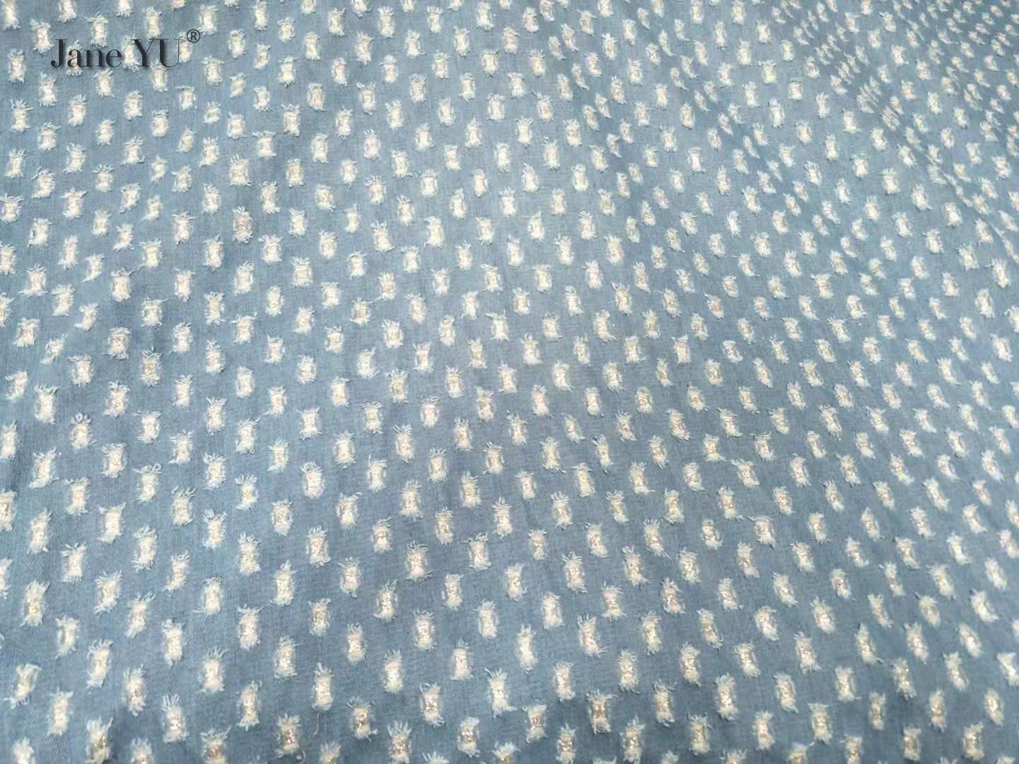 JaneYU Geometric Pattern New Broken Hole Patch Wash Denim Fabric Glitter Powder Shoes Fabric Bag Doll DIY Cloth