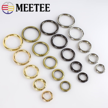 10pcs 10-60mm Meetee Metal Spring O Dee Ring Openable Keyring Trigger Snap Clasp Clip Bag Belt Strap Chain Buckles Accessories