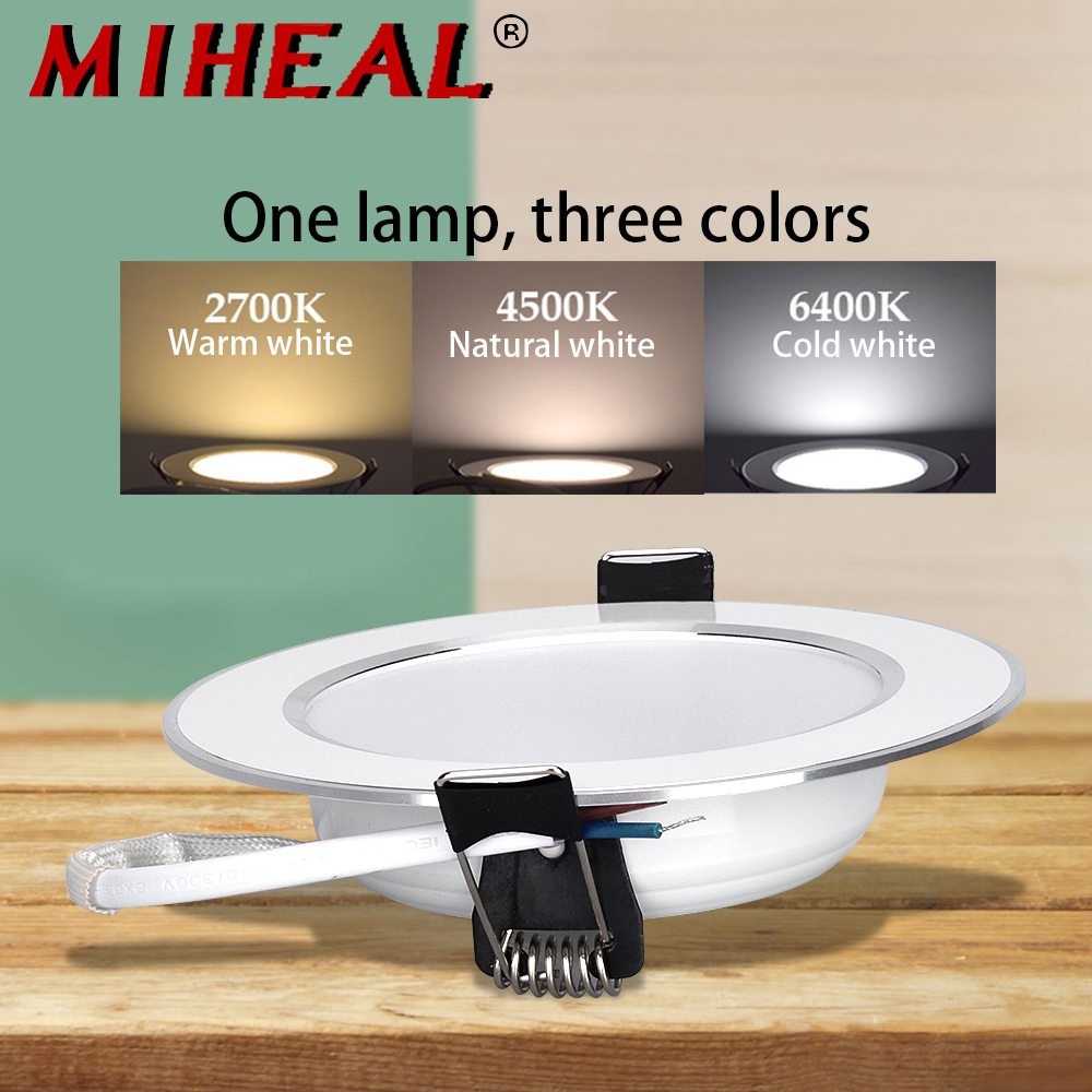 LED Downlight Ceiling lamps 5W 9W 12W 15W Tricolor temperature Warm white/natural white/cold white led Spotlight AC 220~240V