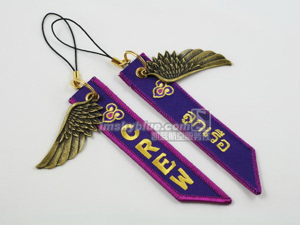 Thailand Airline Sling Strap with Metal Wing and Embroidery, Purple, Special Gift for Flight Crew Aviation Lovers
