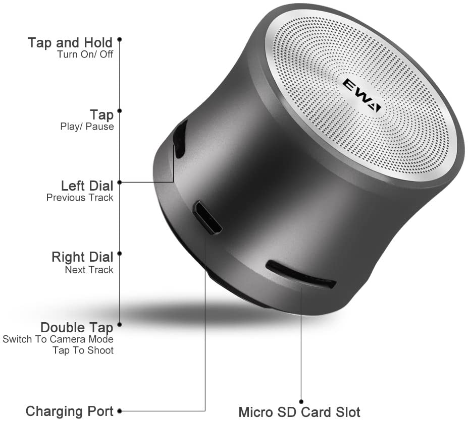 EWA A109Mini Bluetooth Speaker High-Def Sound Remote Shutter-Take TF Card Player Wireless Metal Portable Speaker