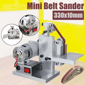 10MM 3/8 Inch Angle Grinder Grinding Machine Belt Grinder Mini Electric Belt Sander DIY Polishing Grinding Machine Cutter Edges