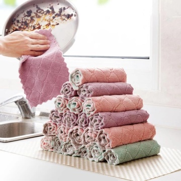 1pc Microfiber Kitchen Towel Absorbent Dish Cloth Non-stick Oil Washing Kitchen Rag Household Tableware Cleaning Wiping Tools