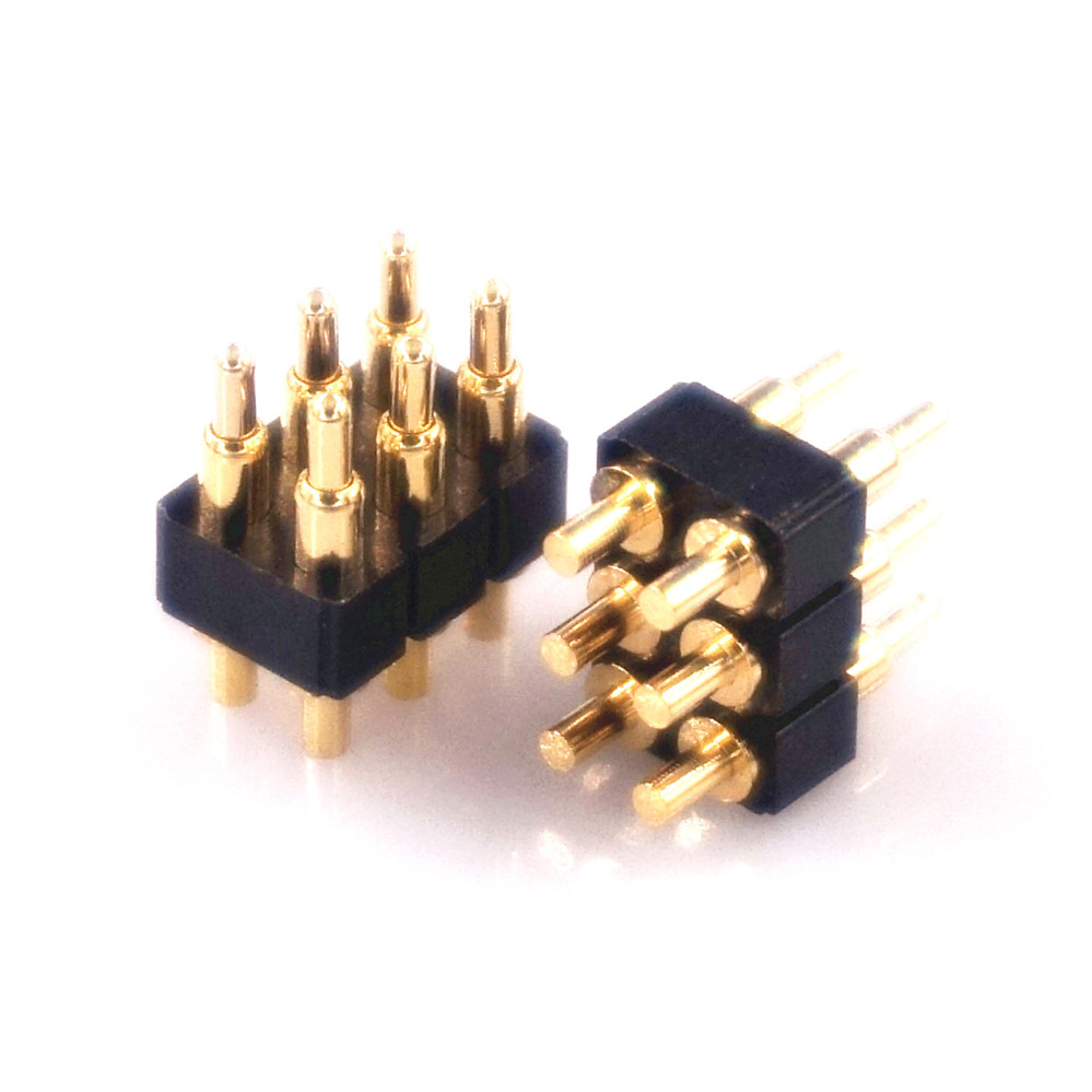 10pcs Spring Loaded Pogo Pin Connector 6 Pin 7.0 mm Height PCB Through Holes Dual Row 2.54 mm Pitch 2x3 Position Gold 1U 80gf