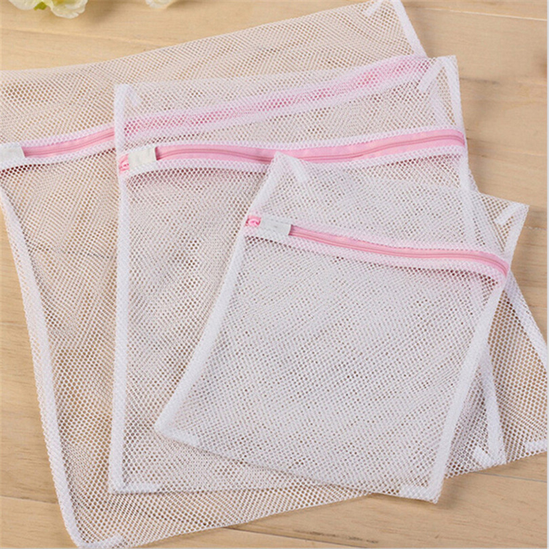 3 Size Zippered Mesh Laundry Wash Bags Foldable Delicates Lingerie Bra Socks Underwear Washing Machine Clothes Protection Net