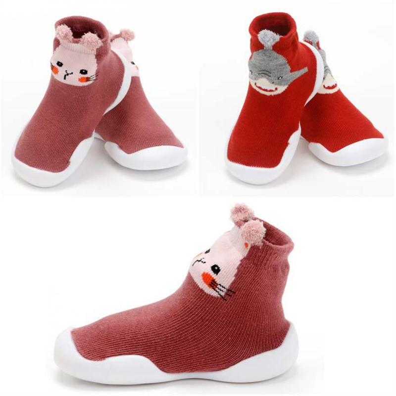 Unisex Baby Boy First Shoes Baby Walkers Toddler First Walker Baby Girl Kids Soft Rubber Sole Shoe Knit Booties Anti-slip