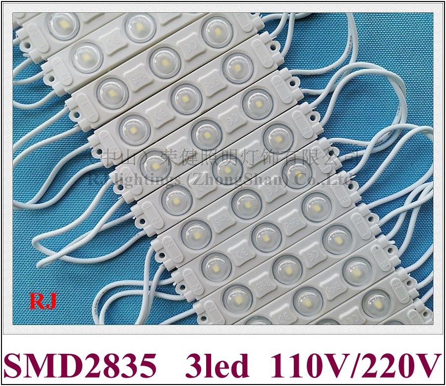 AC 110V / AC 220V input injection LED module light 75mm(L)*14mm(W)*8mm(H) SMD 2835 3 LED 1.8W IP65 waterproof 2020 NEW design