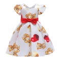 Baby Kids cute Bear print Birthday Dresses Children Clothing Toddler Wedding Princess Dress girls summer Costume Clothes