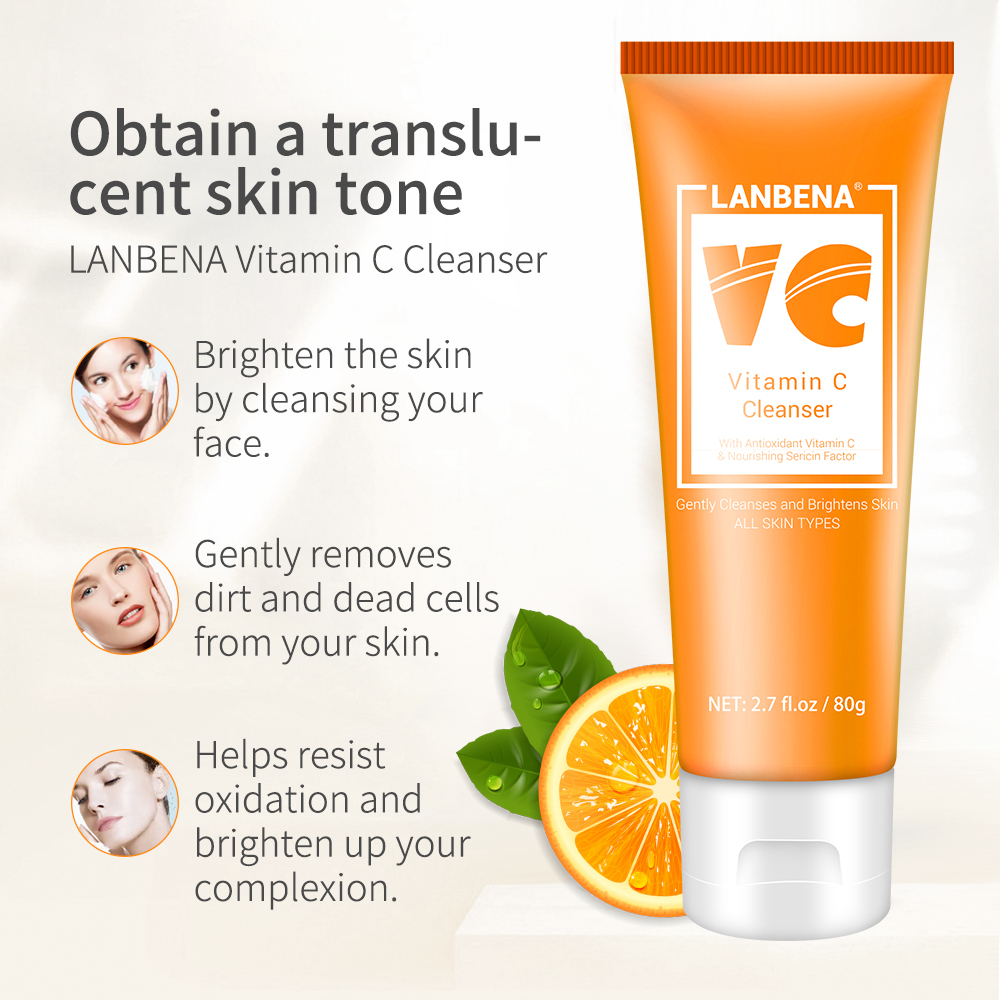 80g facial cleanser face wash vitamin c collagen whitening deep cleansing moisturizing decompose melanin makeup foam remover