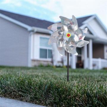 5pcs Silver Sequined Windmill Toy Colorful Reflective Bird Repellent Artifact